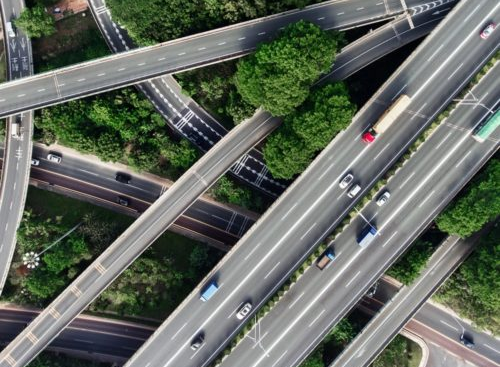 Aerial view of North Carolina roads